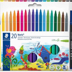staedtler 326 pack de 20 rotuladores punta de fibra trazo 1.0mm aprox resistente a la presion tinta a base de agua antisecado colores surtidos