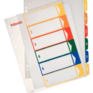 esselte indice proyectos imprimibles tipo 1 6 multicolor tamaño a4 maxi material pp rigido 300 micras, portada 350 micras