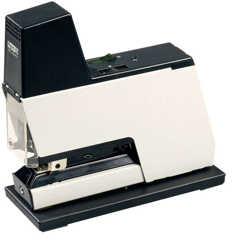 rapid classic 105e grapadora electrica hasta 50 hojas grapas 66/6 8mm fuerza de grapado ajustable grapado cerrado y abierto color blanco/negro