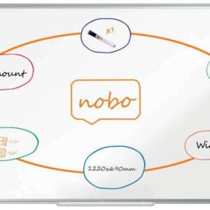 nobo premium plus pizarra magnetica de acero lacado panoramica 1220x690mm montaje en esquina blanco