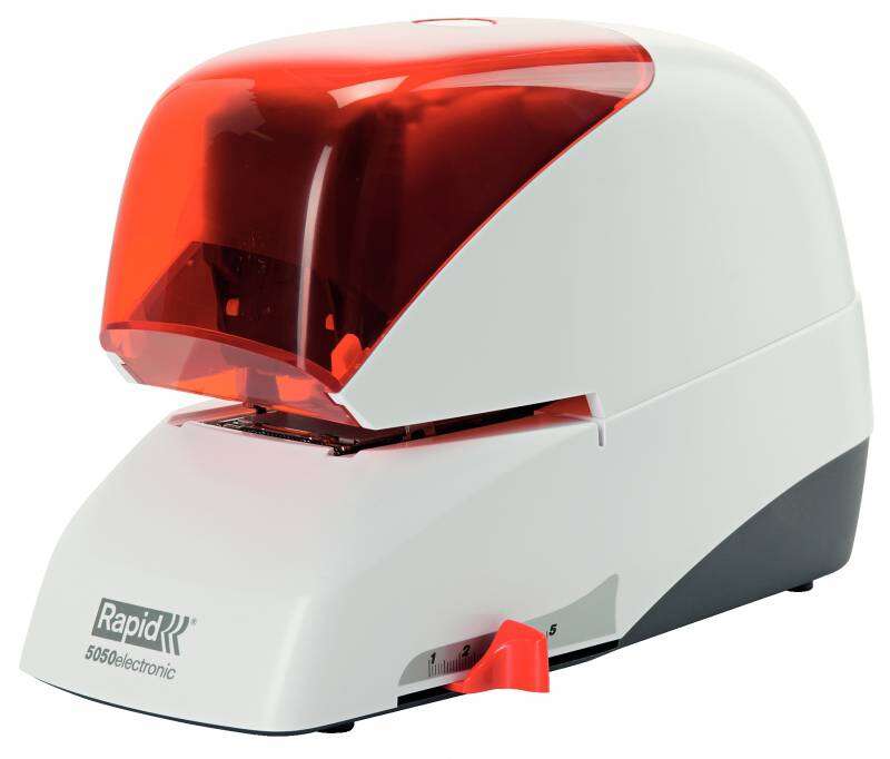 rapid grapadora electrica supreme r5050e 50 hojas carga de cartucho duradera plata/naranja