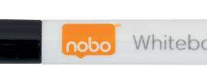 nobo pack de 6 mini rotuladores para pizarra blanca con borrador incorporado punta fina de 2mm tapa magnetica color negro