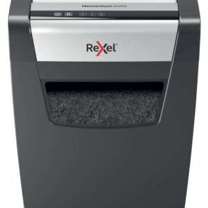 rexel momentum x312 destructora de papel manual corte confeti p 3 destruye hasta 12 hojas funcionamiento ininterrumpido 6min papelera de 23l color gris/plata