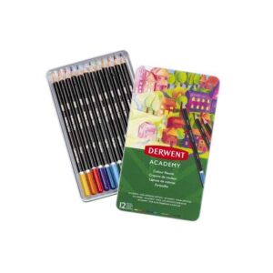 derwent academy pack de 12 lapices de colores de gran calidad transferencia de color perfecta cuerpos de madera natural colores surtidos