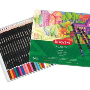 derwent academy pack de 24 lapices de colores de gran calidad transferencia de color perfecta cuerpos de madera natural colores surtidos