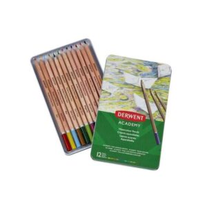 derwent academy pack de 12 lapices acuarelables flexibilidad de la acuarela cuerpos de madera natural faciles de usar pigmentos de calidad mezclables y disolubles colores surtidos