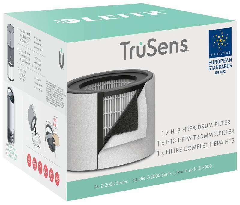 leitz filtro hepa 3 en 1 h13 repuesto purificador aire mediano trusens z 2000/z 2500 captura 99,95% particulas ultrafinas filtro carbon cambio indicador color negro