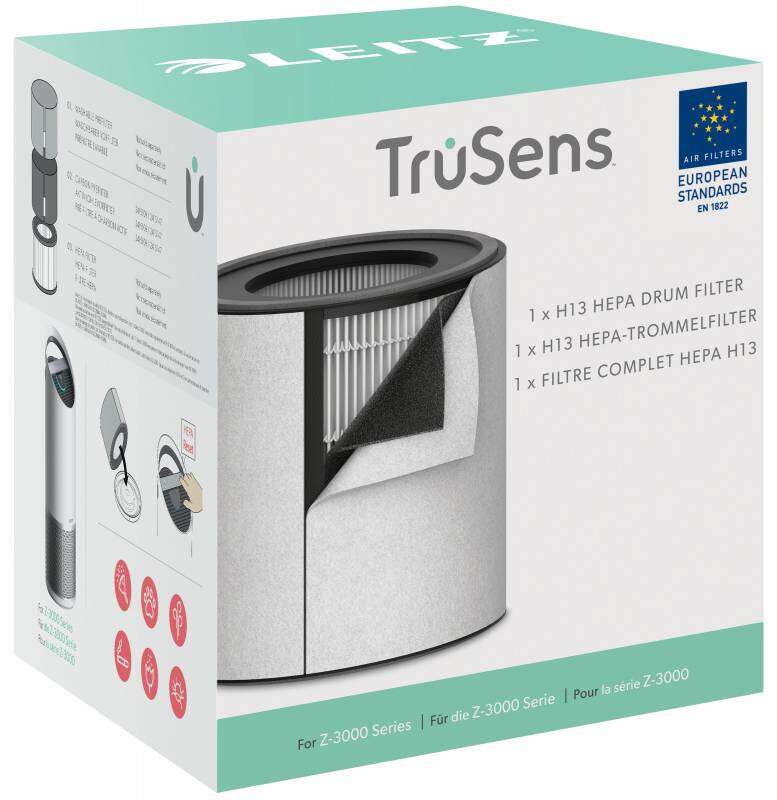 leitz trusens z 3000/z 3500 filtro hepa 3 en 1 h13 de repuesto captura 99,95% de particulas ultrafinas lavable cambio indicador compatible con purificador de aire grande color negro