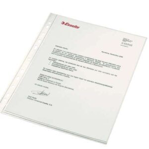esselte pack de 100 fundas multitaladro portadocumentos pp formato a4 calidad luxe cristal liso extra 11 taladros transparente