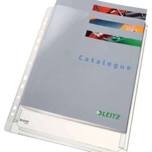 leitz pack de 5 fundas fuelle estandar a4 pvc liso multitaladro 11 capacidad 200 hojas transparente (170 micras)