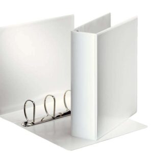 esselte carpeta canguro gama basica 60mm mecanismo 4 anillas mixtas 2 bolsillos exteriores a4 blanco