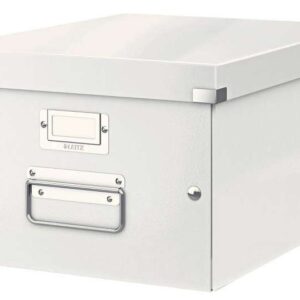 leitz click & store wow caja organizadora mediana asas de metal 85% carton reciclado hasta 9kg de capacidad color blanco