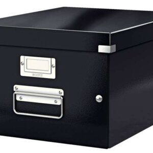 leitz click & store wow caja organizadora mediana asas de metal 85% carton reciclado hasta 9kg de capacidad color negro