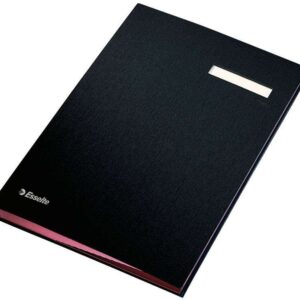esselte portafirmas con 20 separadores cubiertas forradas de plastico ventana transparente en el separador color negro