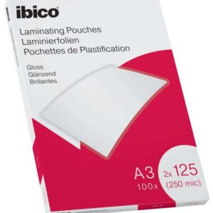 ibico caja de 100 laminas de plastificar gloss a3 125 micras acabado cristalino de alto brillo transparente