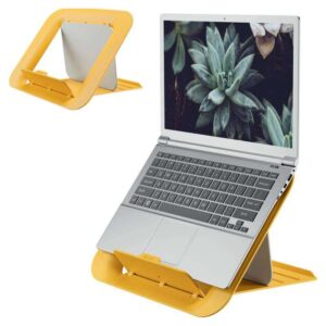 leitz ergo cosy soporte ajustable para portatil de 13 "a 17" diseño ergonomico altura ajustable a 4 alturas color amarillo calido