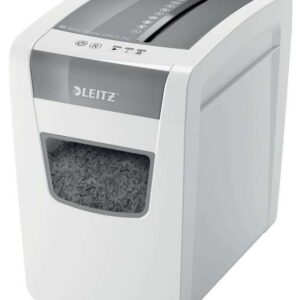 leitz iq slim home office p4 destructora de papel corte confeti p 4 destruye hasta 10 hojas a la vez capacidad de la papelera 23l silenciosa y estilizada color blanco/gris
