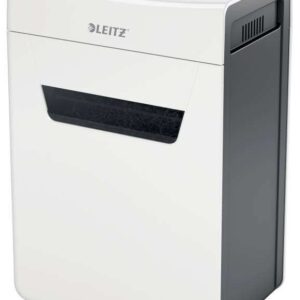 leitz iq protect premium 10x destructora de papel manual corte en particulas p 4 destruye hasta 11 hojas a la vez ultrasilenciosa papelera de 18l color blanco/gris