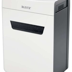 leitz iq protect premium 6m destructora de papel manual micro corte p 5 destruye hasta 7 hojas a la vez ultrasilenciosa papelera de 18l color blanco/gris