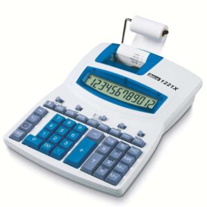 ibico 1221x calculadora semi profesional pantalla lcd 12 digitos impresion a 2 colores velocidad de impresion 2.4 lineas por segundo teclado profesional color blanco/azul