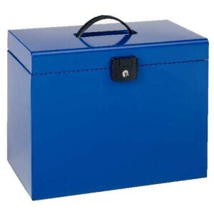 esselte home box a4 maletin metalico con 5 carpetas azul con asa y cerradura con llave