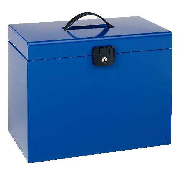 esselte home box a4 maletin metalico con 5 carpetas azul con asa y cerradura con llave