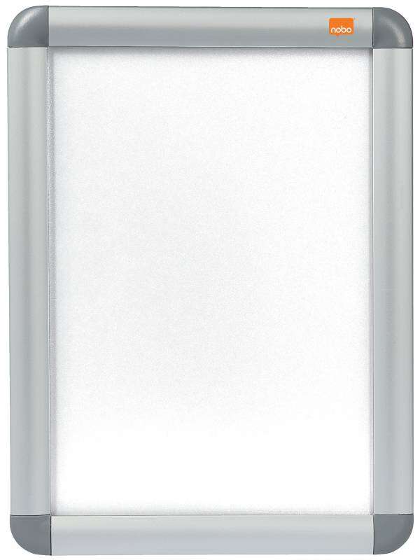 nobo marco publicitario tamaño a4 con proteccion de pvc antirreflectante y resistente a la intemperie marco de aluminio elegante color plata