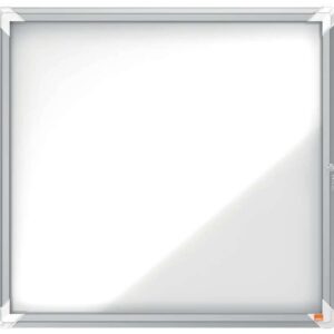 nobo vitrina para 6 hojas a4 superficie blanca magnetica puerta de cristal de seguridad marco de aluminio color blanco
