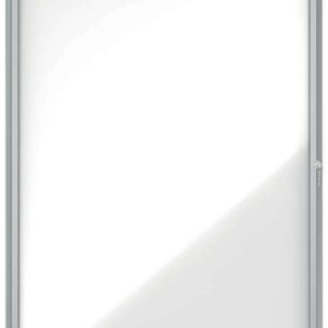 nobo vitrina para 9 hojas a4 con superficie blanca magnetica 1000x752x37mm puerta de cristal de seguridad marco de aluminio color blanco