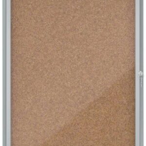 nobo vitrina para 4 hojas a4 con superficie de corcho 532x692x37mm puerta de cristal de seguridad marco de aluminio color natural