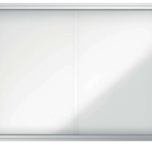 nobo vitrina interior para 8 hojas a4 con superficie magnetica y puerta deslizante 689x972x54mm superficie blanca metalica y magnetica de borrado en seco marco de aluminio puertas de cristal de seguridad deslizantes color blanco