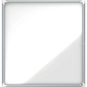 nobo vitrina exteriores 12 hojas a4 superficie blanca magnetica 45mm seguridad aluminio cristal deslizante 4mm resistente intemperie blanco metalico