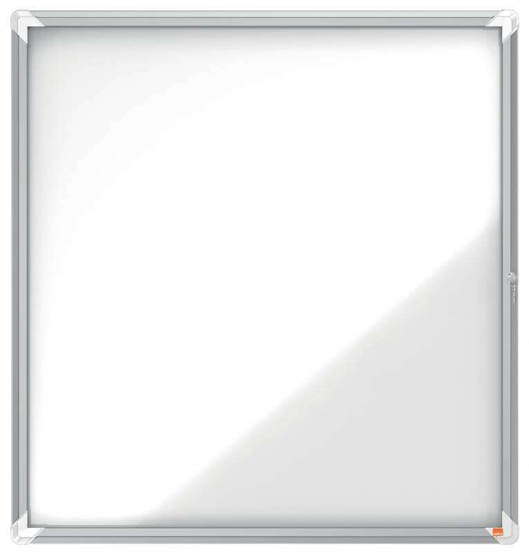 nobo vitrina exteriores 12 hojas a4 superficie blanca magnetica 45mm seguridad aluminio cristal deslizante 4mm resistente intemperie blanco metalico
