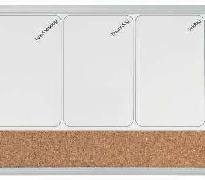 nobo planificador semanal de pizarra magnetica pequeña 585x190mm tira de corcho almohadillas adhesivas e imanes para montaje incluye rotulador