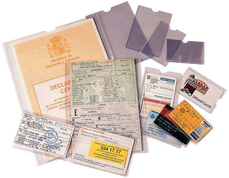 esselte pack de 100 portacarnets tamaño 67x98mm transparente acabado liso