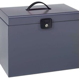 esselte maletin home box a4 metalico 5 carpetas asa y cerradura con llave color gris antracita