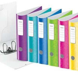 leitz active wow pack de 5 archivadores de palanca a4 lomo 82mm cierre con goma elastica colores surtidos