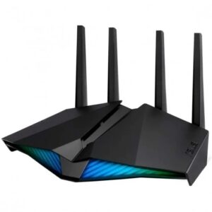 asus rt ax82u v2 router gaming ax5400 wifi 6 dual band velocidad hasta 5400mbps 4 puertos rj45 lan, 1 puerto rj45 wan, 1 puerto usb 3.2 iluminacion rgb 4 antenas externas