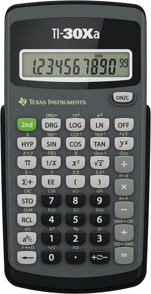 texas instruments ti 30xa calculadora cientifica pantalla 1 linea de 10 digitos fracciones, decimales grados, radianes grados, grados minutos segundos etc... color negro/gris