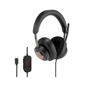 kensington h2000 auriculares circumaurales con microfono usb c diadema ajustable almohadillas de gel con efecto refrescante cancelacion de ruido cable trenzado de 1.80m incluye bolsa de transporte color negro