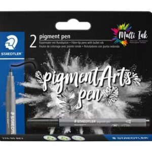 staedtler 376 pack de 2 rotuladores punta de fibra redonda ancho de linea aprox. 1,0mm colores vivos y brillantes no amarillea con el paso del tiempo nueva tinta multi ink pigmentos de primera calidad color negro