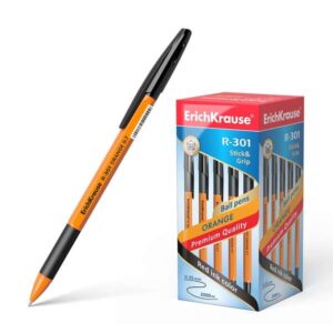 erichkrause boligrafo r 301 stick&grip 0.7 cuerpo naranja con agarre de goma tinta de secado rapido color negro