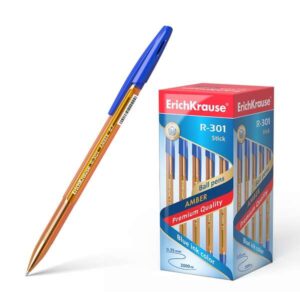 erichkrause boligrafo r 301 amber stick 0.7 cuerpo hexagonal translucido punta de 0.7mm tinta de secado rapido color azul
