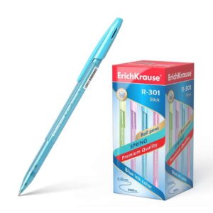 erichkrause r 301 spring boligrafo punta de 0.7mm cuerpo translucido en colores surtidos tinta de secado rapido color azul