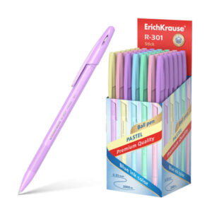 erichkrause r 301 pastel boligrafo punta de bola 0.7mm trazo 0.35mm cuerpo hexagonal opaco en colores pastel tinta de secado rapido color tinta azul