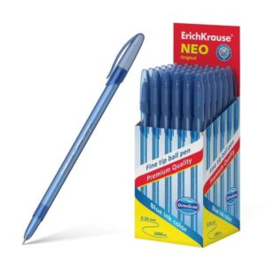 erichkrause boligrafo neo original punta de aguja sofisticada fine tip cuerpo redondo translucido mate tinta color azul