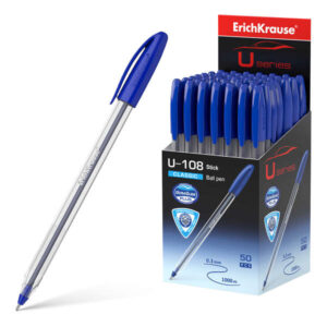 erichkrause u 108 boligrafo clasico punta de bola 1.0mm trazo de 0.3mm tapa ventilada ultra glide technology color azul