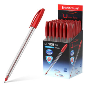 erichkrause u 108 boligrafo clasico punta de bola 1.0mm trazo de 0.3mm tapa ventilada ultra glide technology color rojo