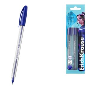 erichkrause u 108 pack de 3 boligrafos clasicos punta de bola 1.0mm trazo de 0.3mm tapa ventilada ultra glide technology color azul