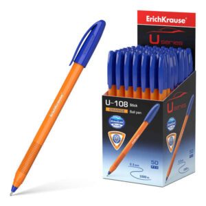 erichkrause u 108 boligrafo clasico orange punta de bola 0.7mm trazo de 0.26mm tapa ventilada cuerpo opaco naranja ultra glide technology color azul
